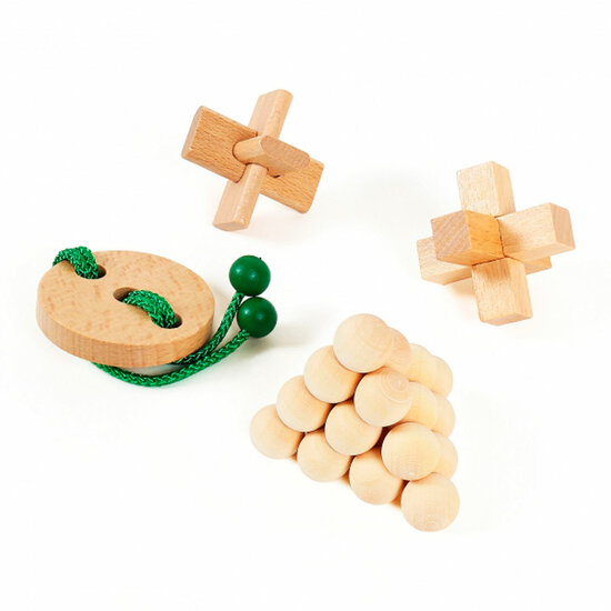 Houten Breinpuzzels Junior, 4st.