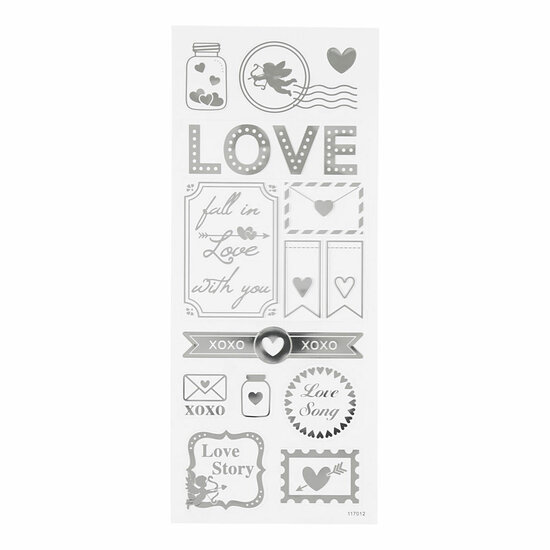 Stickers Zilver Love, 1 Vel