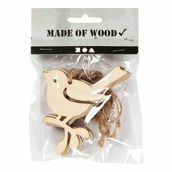 Houten Hanger Vogel, 9cm