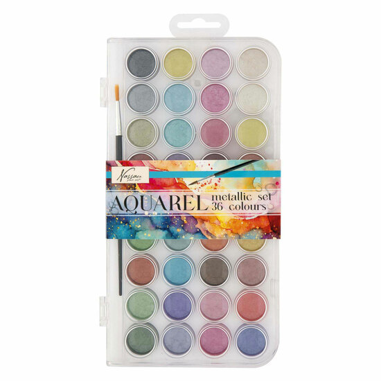 Metallic Aquarel Verfpalet, 36 kleuren