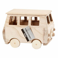 Houten Mini Bus, 17x10x13cm