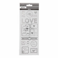 Stickers Zilver Love, 1 Vel